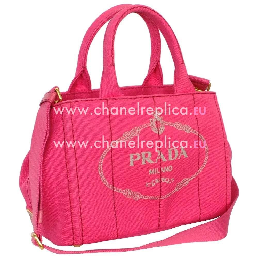 Prada Canapa Stampata Printing Logo Denim Small Size Bag Peach PR7054127