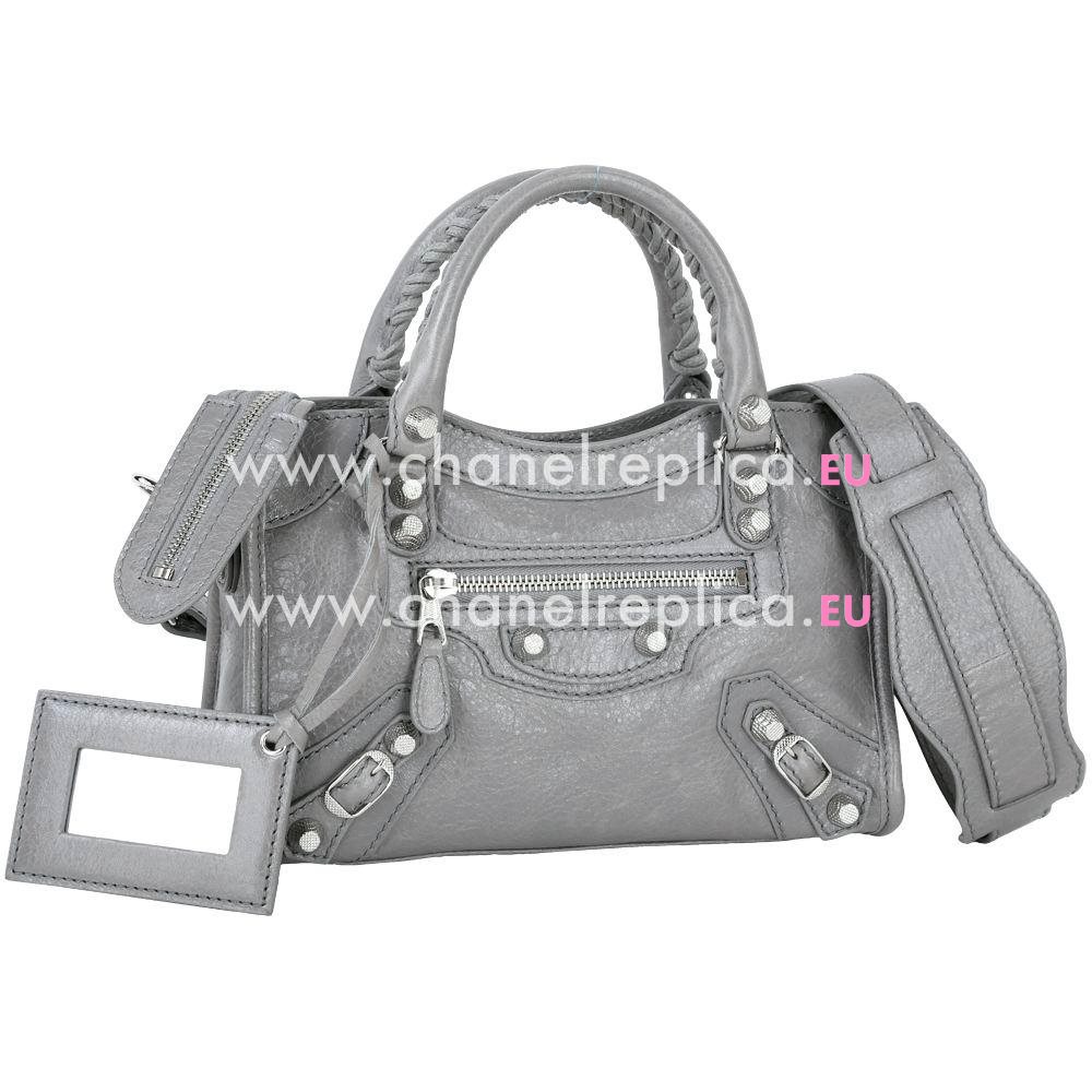 Balenciage City Lambskin Silvery hardware Classic Mini Bag Gray B2055030