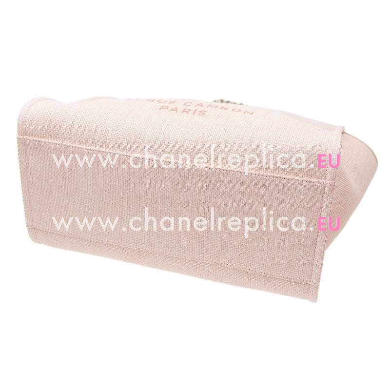 Chanel Deauville Double CC LOGO Denim Canvas Calfskin Silver Chain Bag A66941PINK