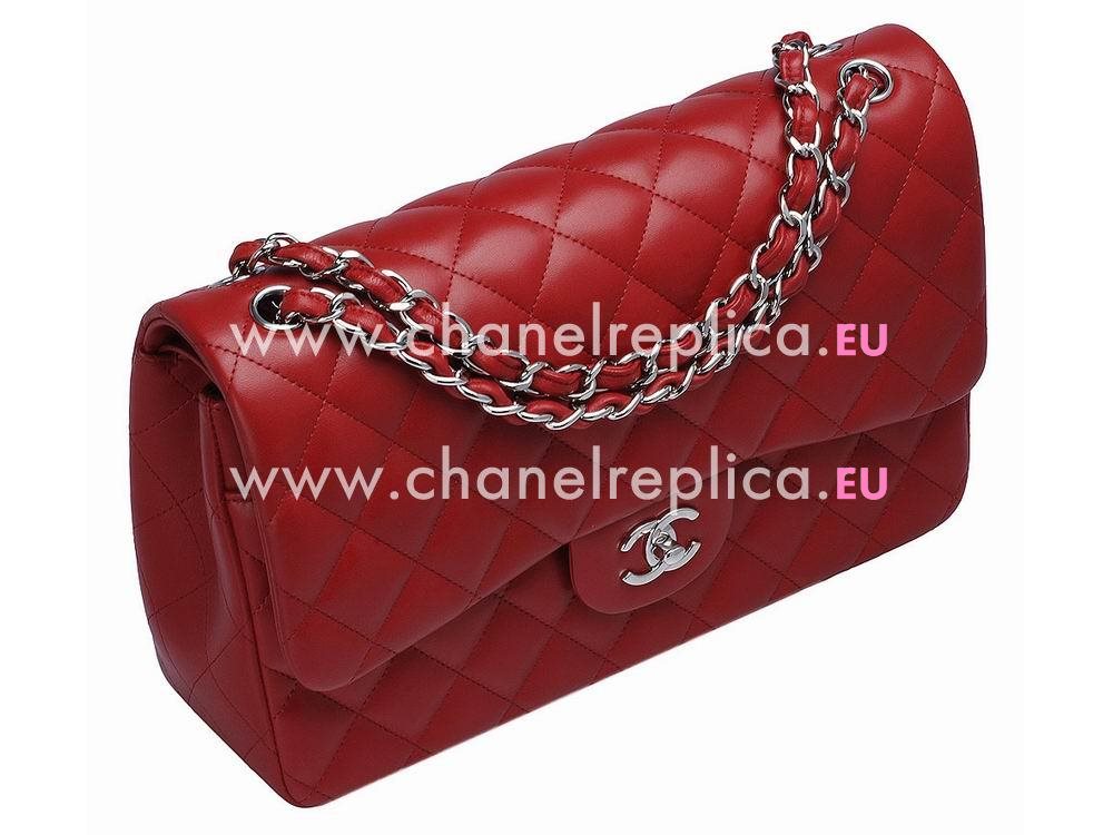 Chanel Lambskin Jumbo Double Flap Bag RED(Silver) A58600RLD