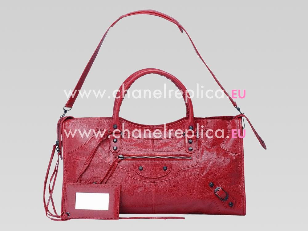 Balenciaga Medium Lambskin Bag Small Studs Poppy Red 168028POR