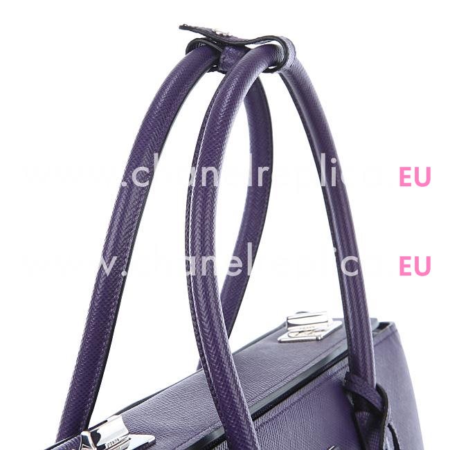 Prada Saffiano Cuir Large Double Tote Bag Purple BN2748-2A4A-F0030