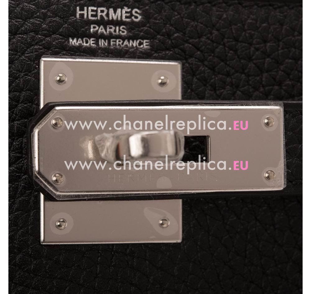 Hermes Kelly 28cm Black Clemence Leather Palladium Hardware Hand Sew Bag HK1028BCK