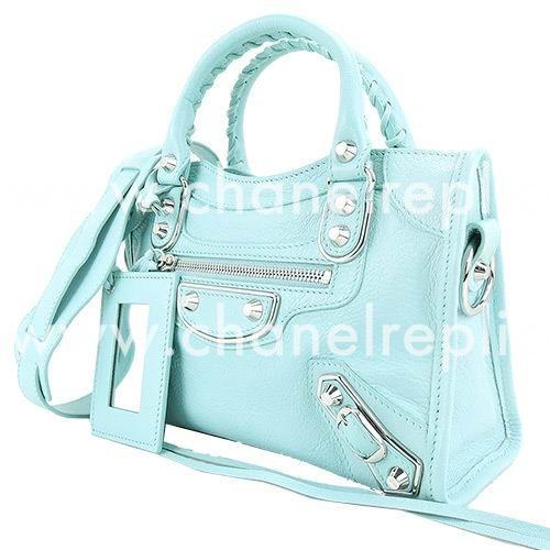 Balenciage City Lambskin Silvery hardware Classic Mini Bag Water Blue B2055032