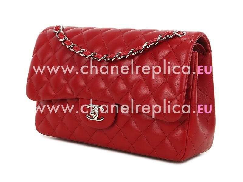 Chanel Lambskin Jumbo Double Flap Bright RED(silver) A58600Y01480