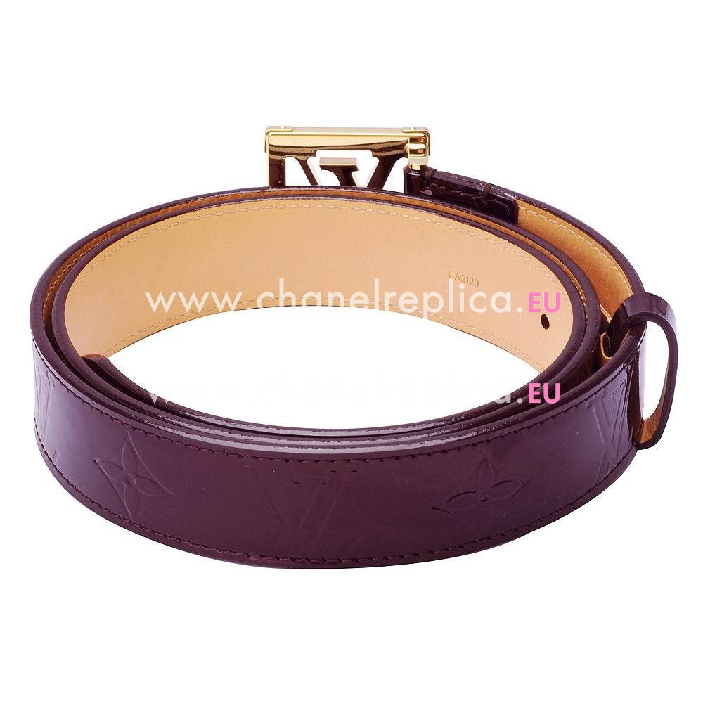 Louis Vuitton Classic Frame Vernis Square Buckle Belt Purple Red M6878U