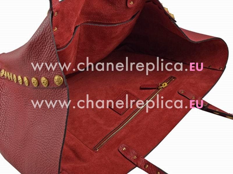 Valentino Calfskin Double Handle Tote Bag Red VA54367