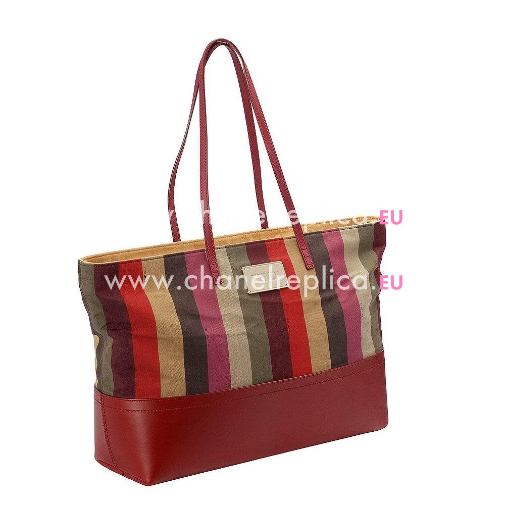 Fendi Classic Roll Bag Calfskin Canvas Tote Bag Burgundy F6120720