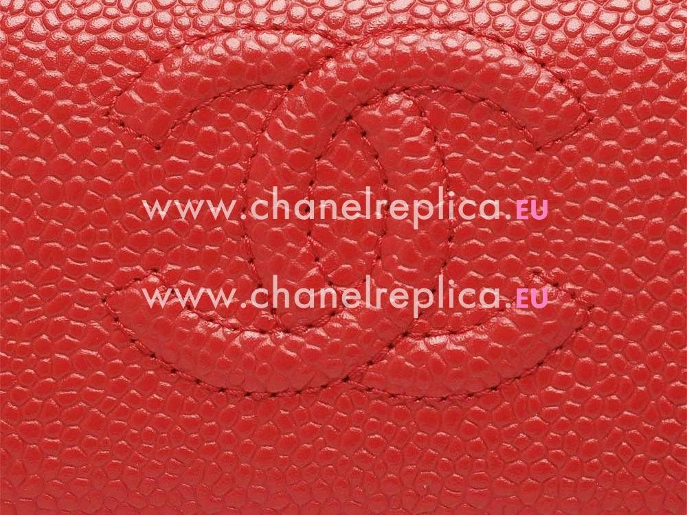 Chanel Caviar Emboss CC Logo Wallet Bright Red C57205