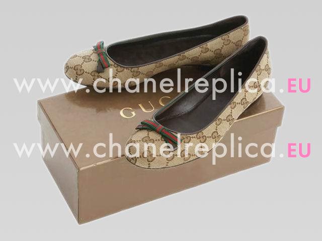 Gucci Tan/Light Splash GG Patent Horsebit Bow Flats 317911