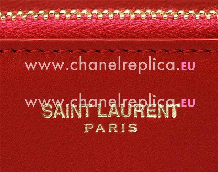 YSL Chye Leather Clutch Y Calfskin Wallets In Red YSL5184601