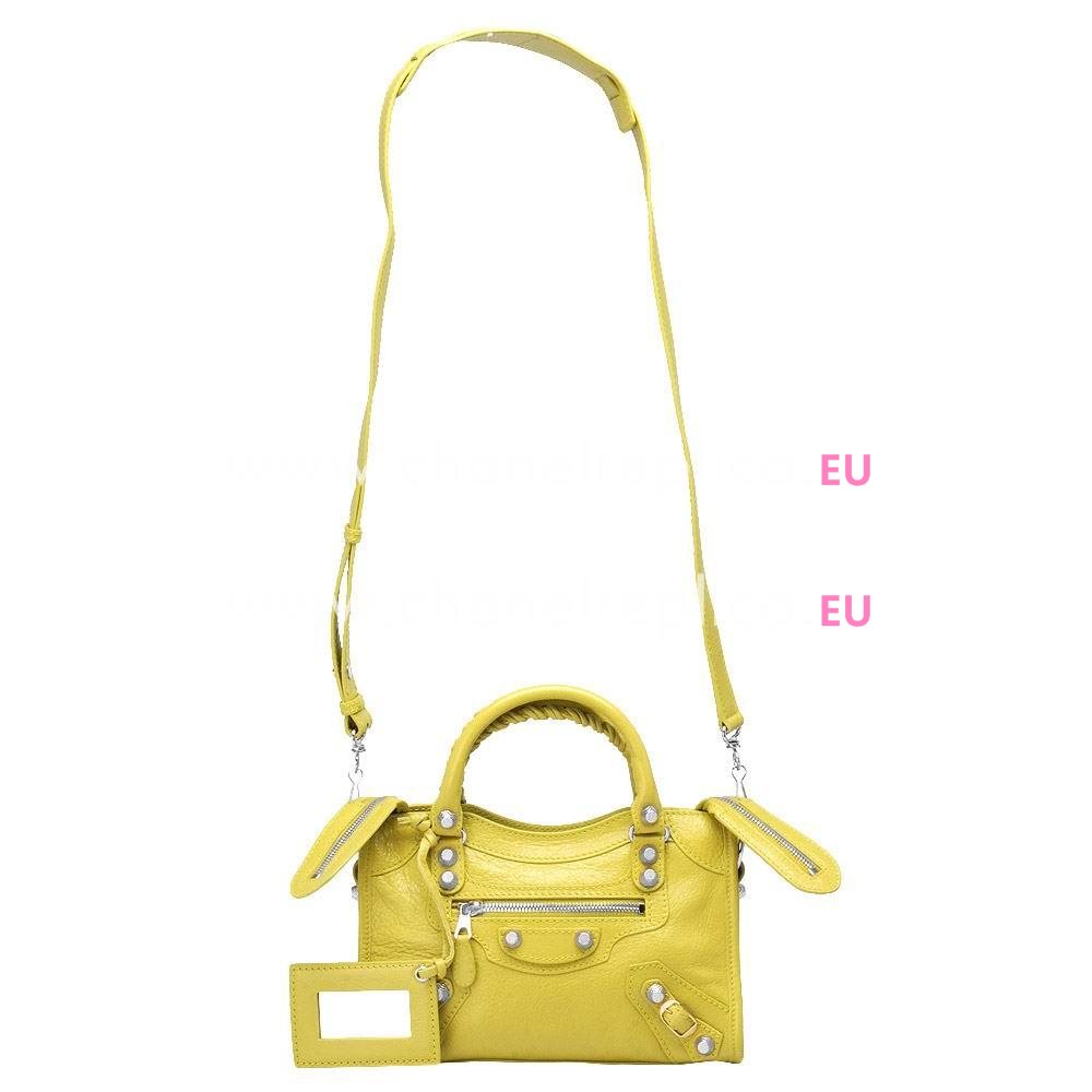 Balenciage City Lambskin Silvery hardware Classic Mini Bag Lemon Yellow B2055052