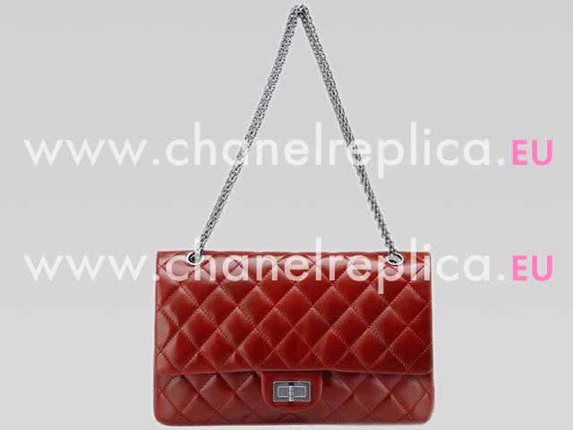 Chanel Lambskin Jumbo Bag Red AantiQue Silver Hardware A43290