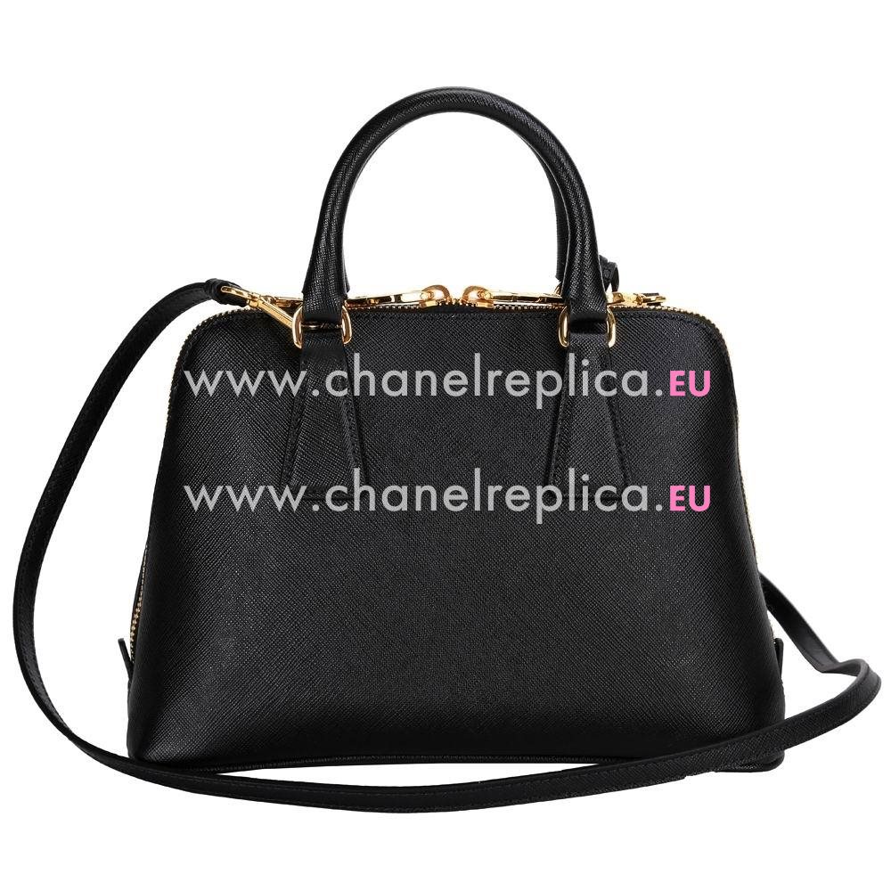 Prada Lux Saffiano Zipper Cowhide Handle/Shoulder Bag Mini Black PR5379588