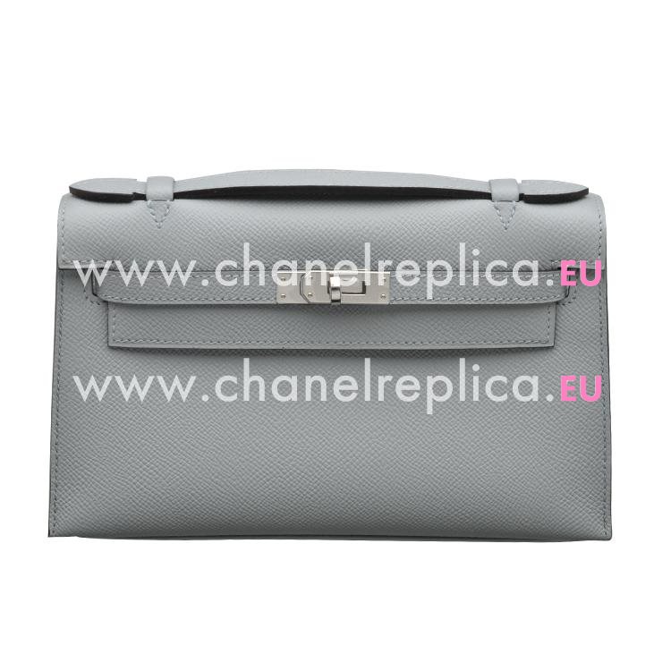 Hermes Kelly Mini Pochette Bleu Gacier Epsom Leather Palladium hardware HK1022MLG