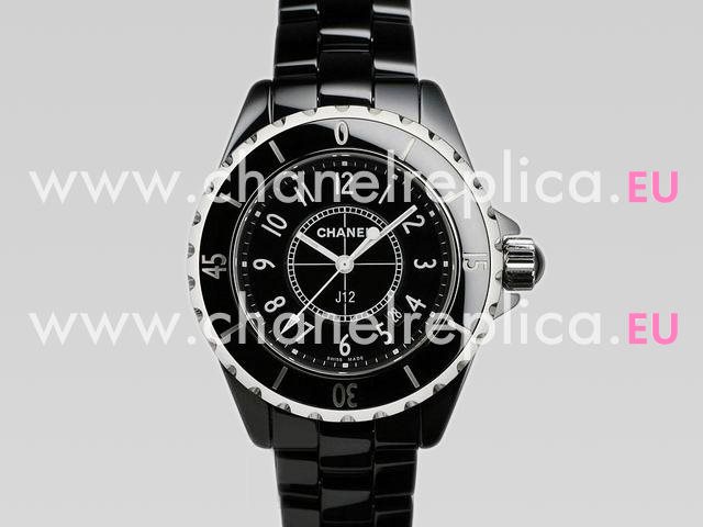 CHANEL J12 Black Dial Ceramic Quartz Watch In Black H0682