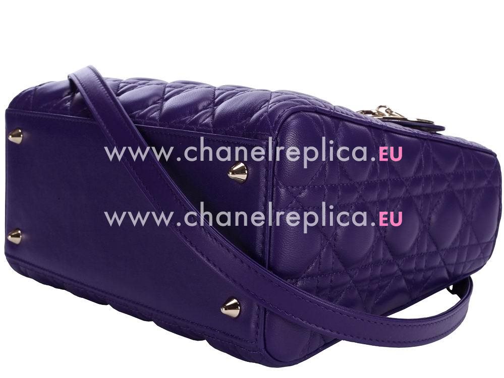 Dior Lady Dior Lambskin Leather Bag Purple D2899