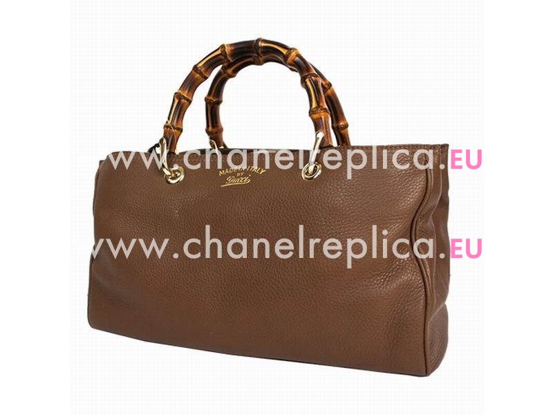 Gucci Bamboo Calfskin Handle Bag In Coffee G323661