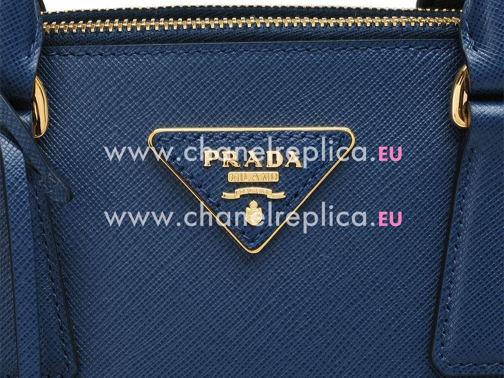 Prada Saffiano Lux Nzv Cowhide Medium Bag Deep Blue P496688