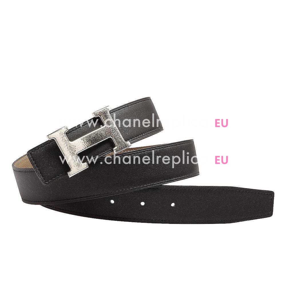 Hermes Gold H Buckle Black Box and Light Coffee Epsom Leather Two-sided Belt H553N82