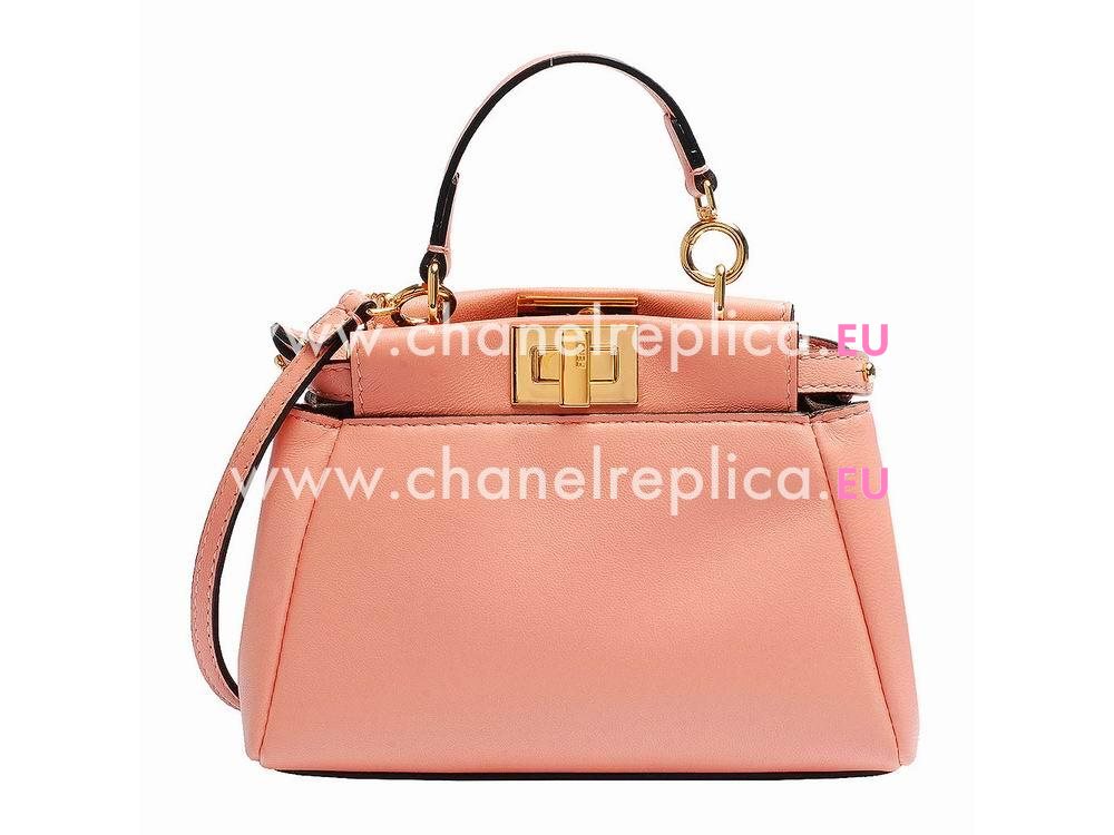 FENDI Regular Peekaboo Calfskin Mini Bag Pink 8BH225-Q4J-F0G88