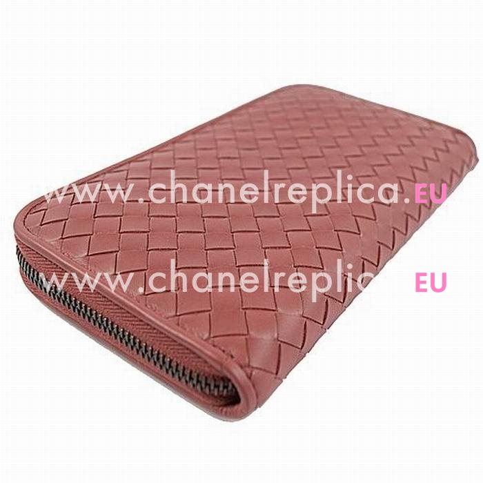 Bottega Veneta Classic Weave Calfskin Wallet In Pink Orange B6110705