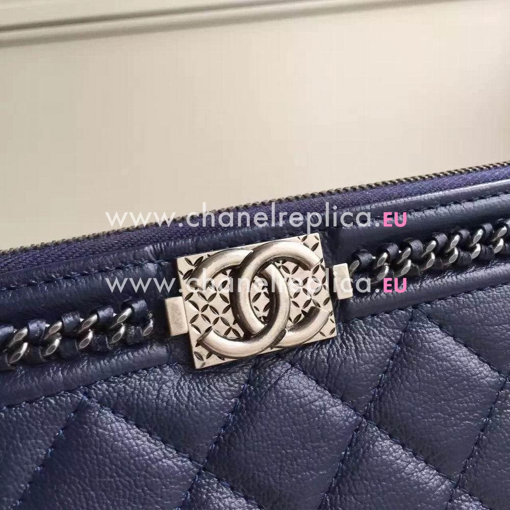 Chanel Calfskin Wallet Dark Blue C6120514