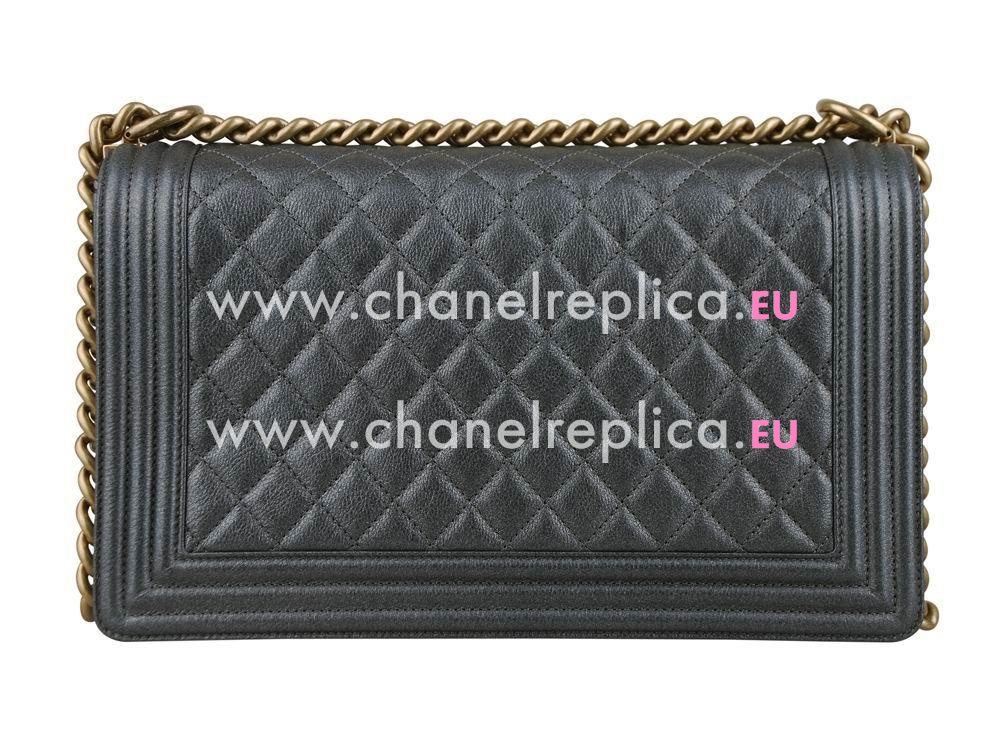 Chanel Calfskin Anti-Gold Chain 28cm Boy Bag Deep Gray A63648