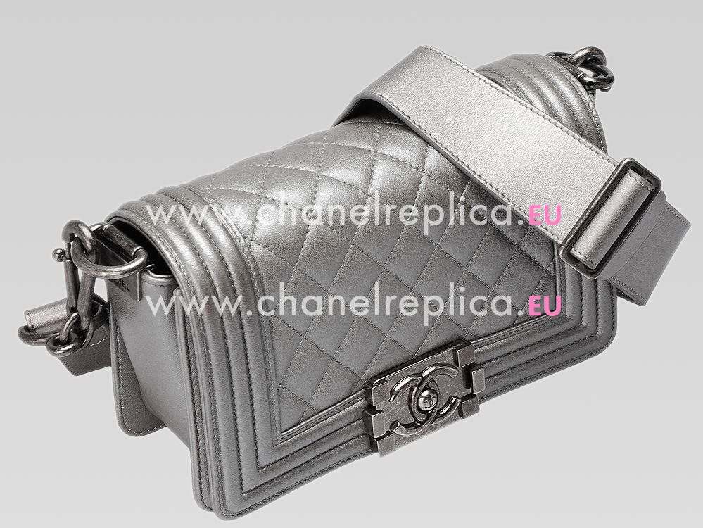 Chanel Boy Mini Lambskin Bag Antique-Silver Hardware Calx A481608