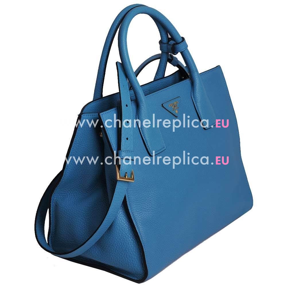Prada Soft Saffiano Triangle Logo Cowhide Handle/Shoulder Bag Blue PR512266