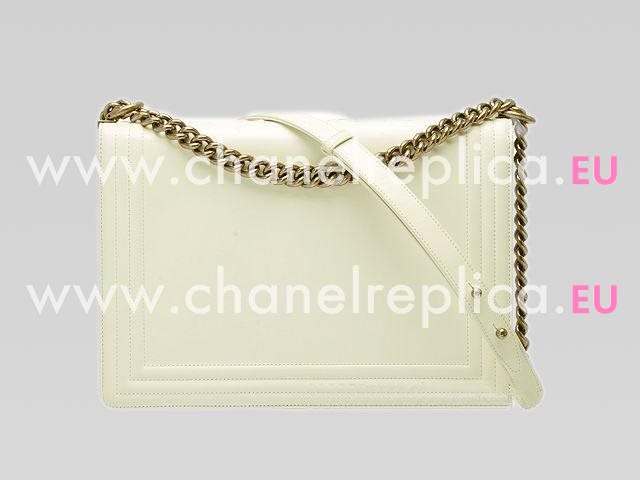 Chanel Boy Jumbo Lambskin Bag Antique-Gold Hardware Ivory A33288