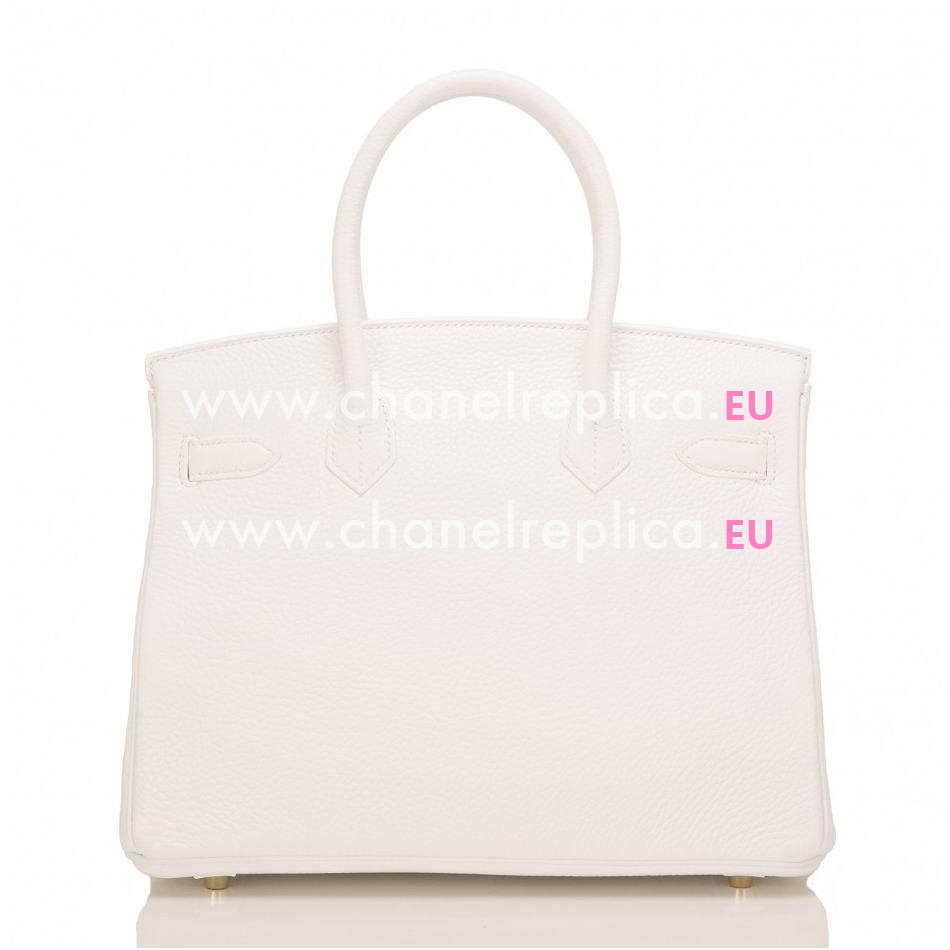 Hermes Birkin 30cm White Clemence Leather With Gold Hardware H1030WBG