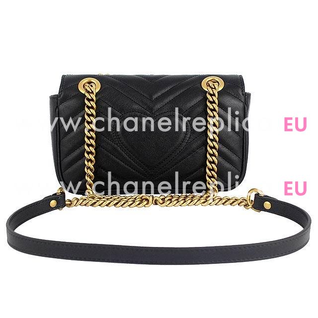 Gucci GG Marmont Matelasse chevron Mini Shoulder Bag Black 443498 DRW3T