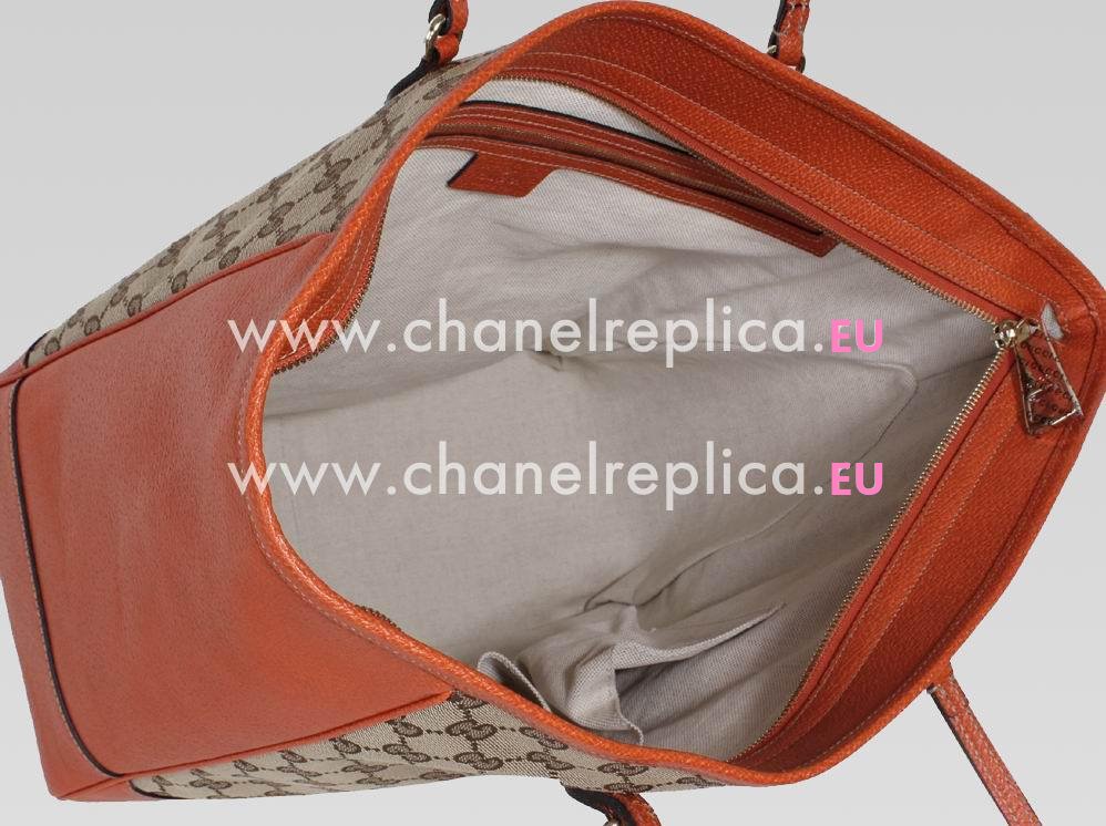 Gucci GG Fabric And Cowhide Leather Orange Bag GU455467