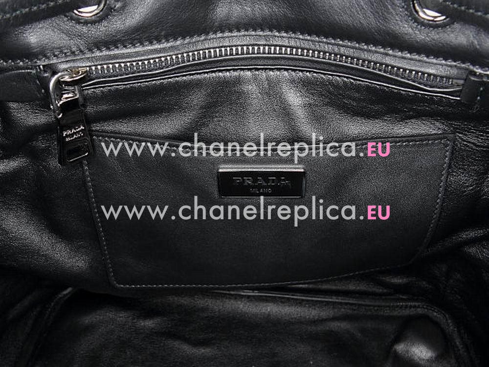 Prada Secchiello City Triangle Logo Calfskin Noe Bag Black PRB5069