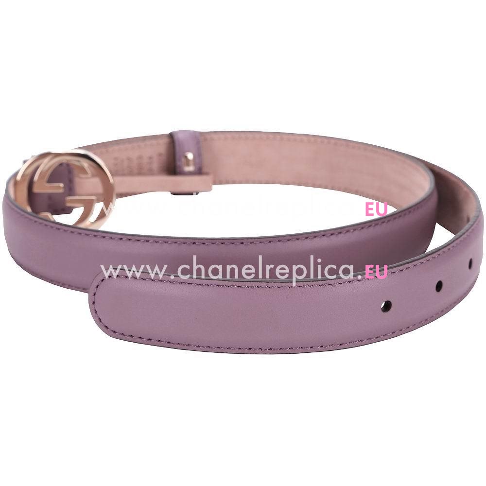 Gucci GG Gold Buckle Light Purple Belt G5941106