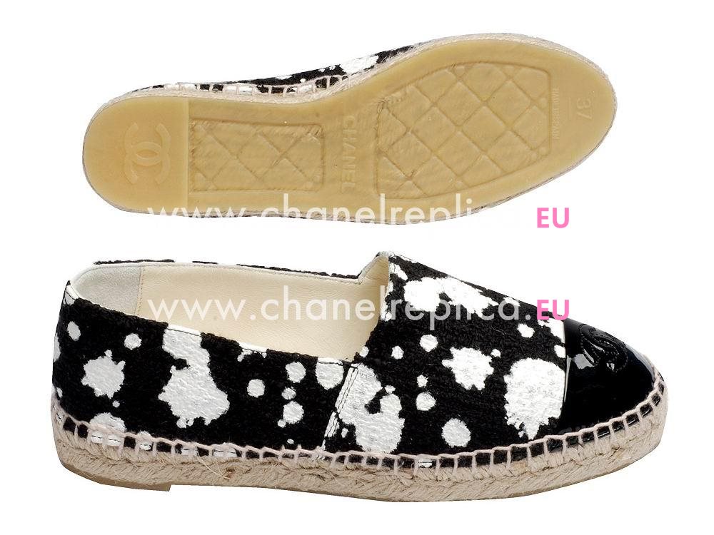 CHANEL CC Espadrilles Penelope Shoes Splash-ink Black/White G30898