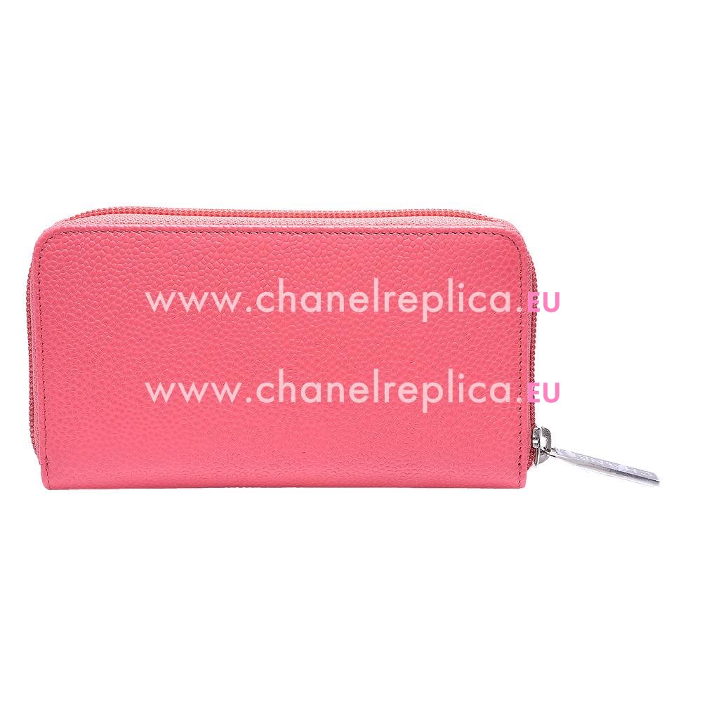 Chanel Caviar Leather CC Logo Wallet Pink C664015