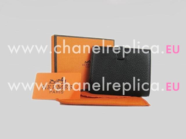 Hermes Classic Clemence Leather Purse In Black H0006B