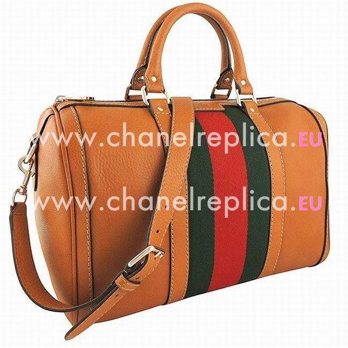 Gucci Vintage Web Calfskin Boston Bag In Caramel G5171012