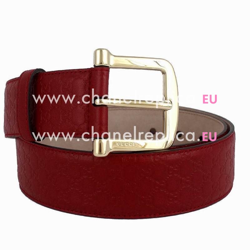 Gucci Guccissima Embossed Cowhide Gold Pin Buckle Belt Red 6155E60