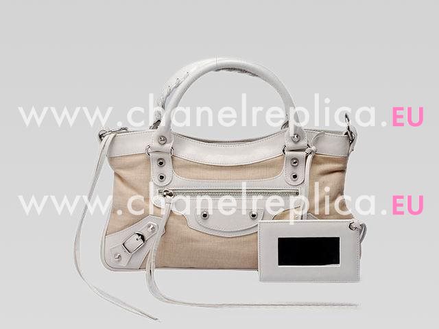 Balenciage First Top Leather&Fabric Cream-coloured 103208-CC