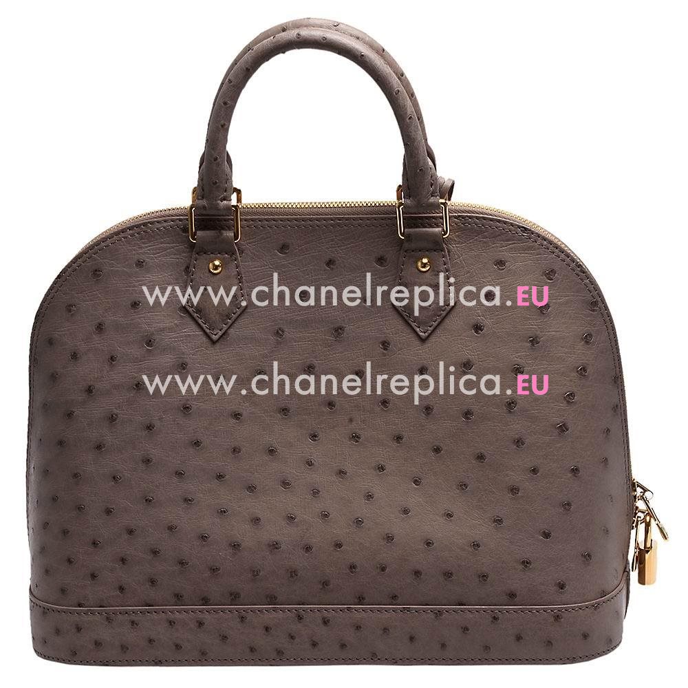 Louis Vuitton Ostrich Skin Leather Alma PM Handbag Gray M90947