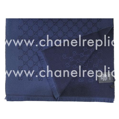 Gucci Classic GG Logo Wool Scarf Deep Blue G7022304