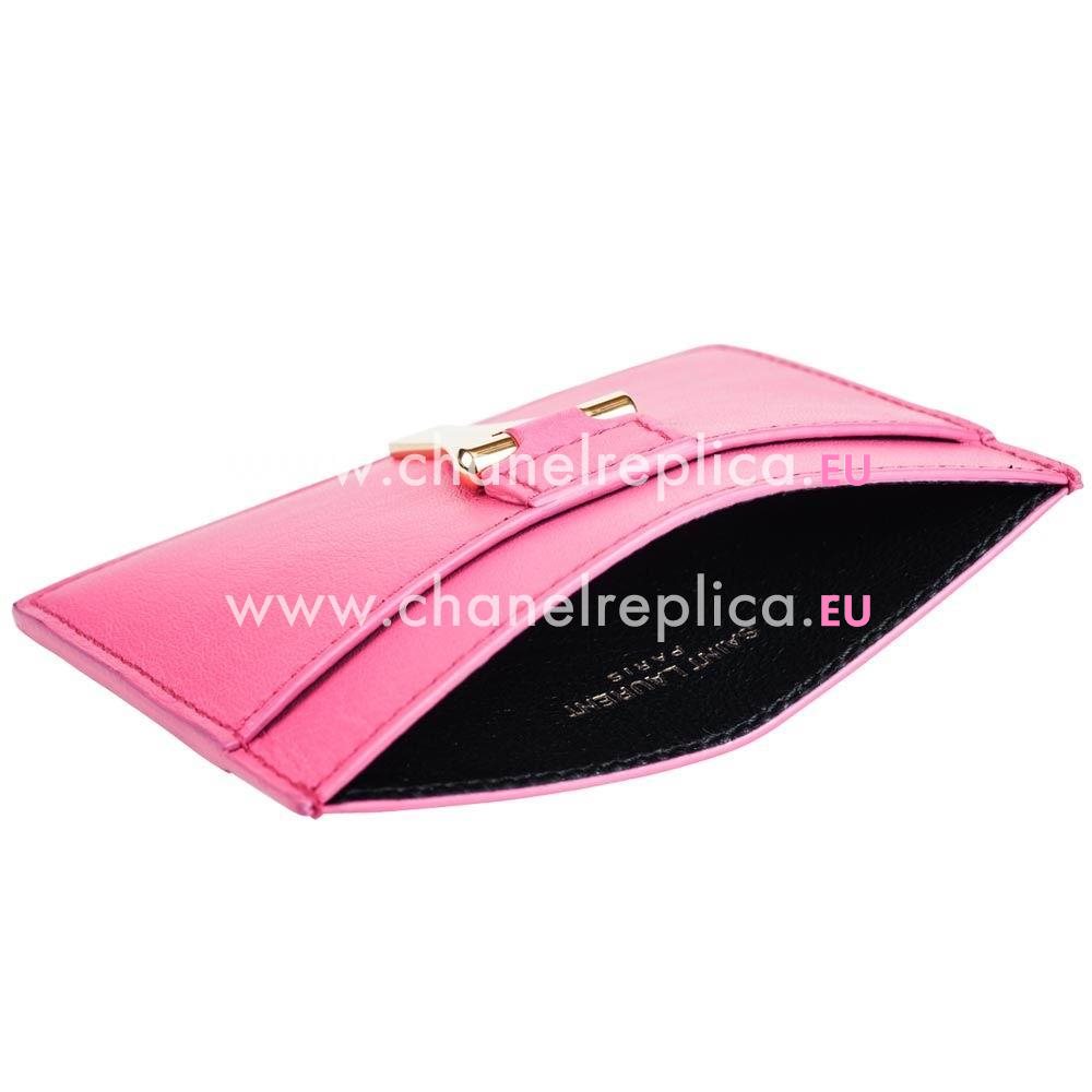 YSL Saint Laurent Paris Calfskin Y Cardcase In Pink YSL5145580