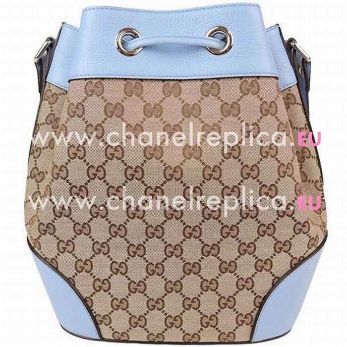 Gucci Plus GG Calfskin Weaving Shoulder Bag In Khaki Blue G559455