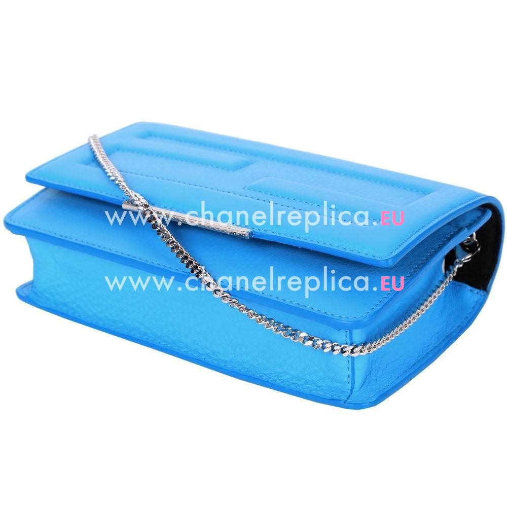 FENDI Tube Calfskin Dinner Metal Chain Bag Blue F1548726
