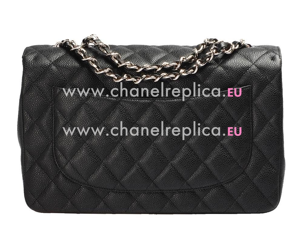 Chanel Caviar Jumbo Double Flap Bag Black(Silver) A28600DS