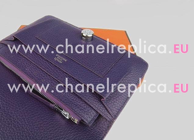 Hermes Dogon Clemence Leather Wallet In Purple HL.001E