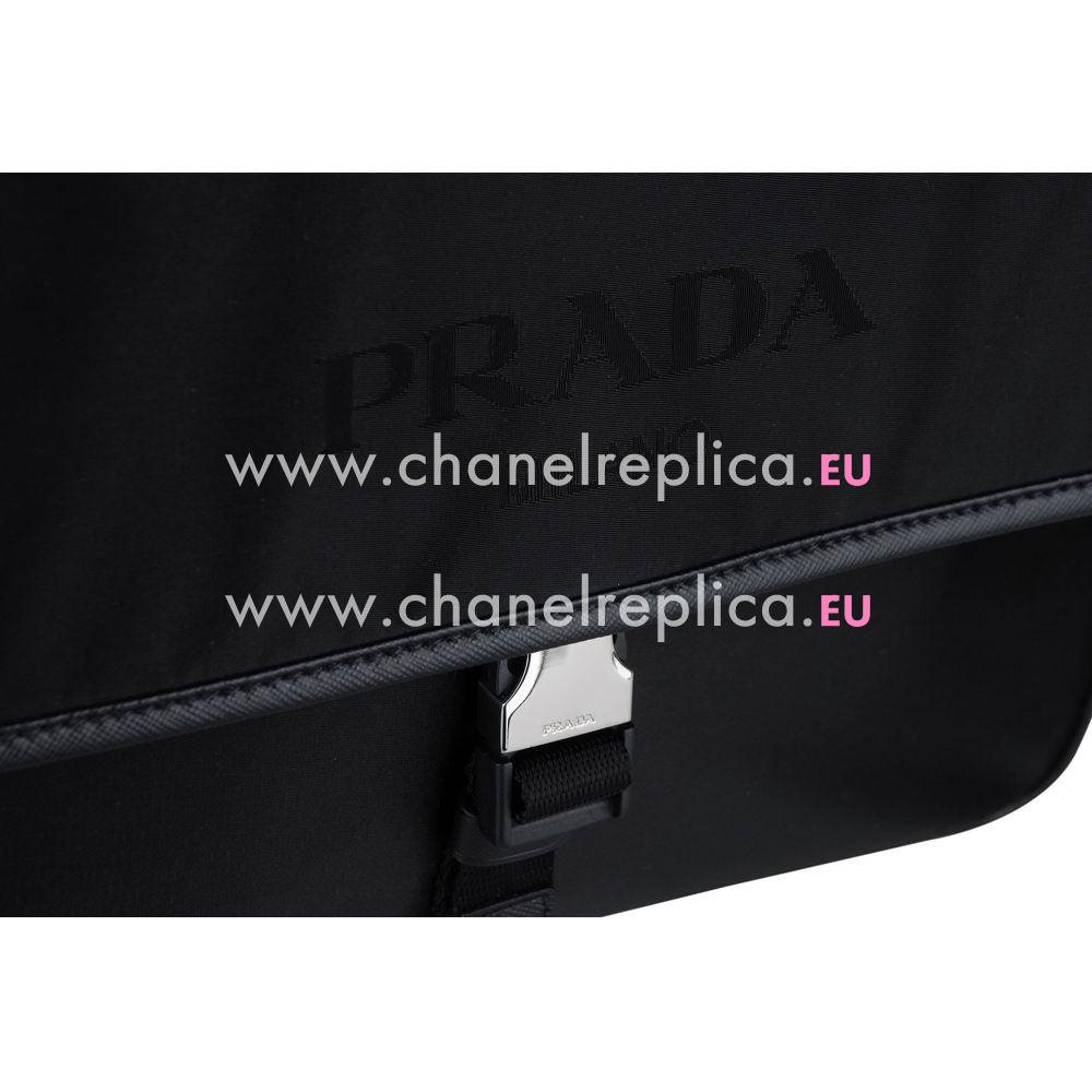 Prada Classic Triangle Logo Nylon Message Bag Black P7021605